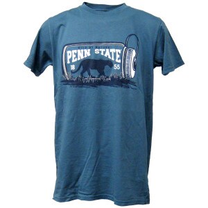 blue short sleeve t-shirt with Wild By Nature Penn State 1855 graphic